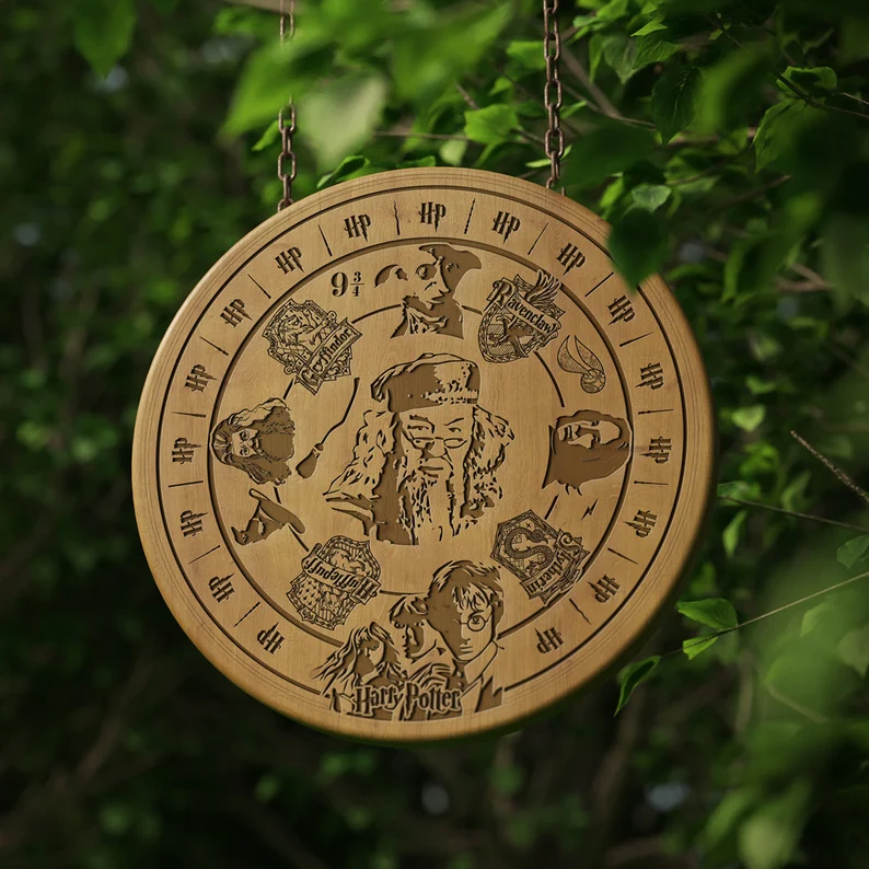 Ahşap Dumbledore Aztek Takvimi: Ahşap Oyma Bardak Altlıkları Dijital Dosya